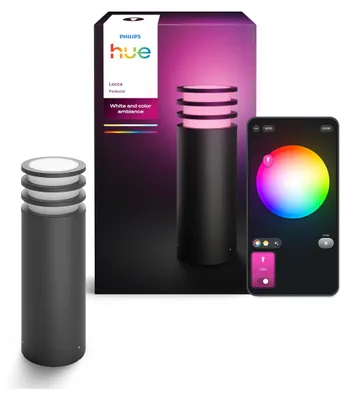Produktbild von Philips Hue White and Color ambiance Lucca Sockelleuchte, Bluetooth/Zigbee, Anthrazit, Aluminium, E27, Multi, 8,1 W