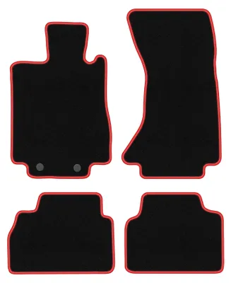 Produktbild von Fußmatten Velours Schwarz/Rot für Mercedes S W220 4Matic 1998-2005 Set 4-tlg