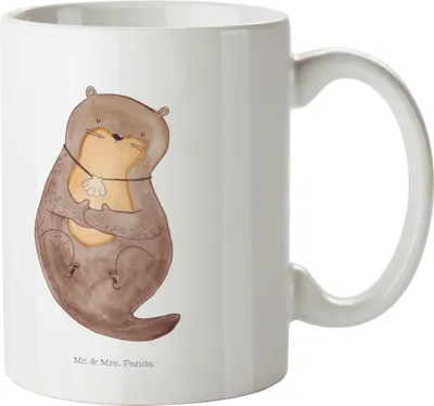 Produktbild von Mr. & Mrs. Panda Pott Otter Muschel - Weiß - Geschenk, Plastikbecher, Grübeln, Kinderbecher, Seeotter, Büro, Kindertasse, Träumen, Trinklernbecher, Mehrwegbecher