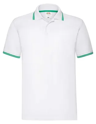 Zdjęcie produktu dla Koszulka polo męska, krótki rękaw - FOL TIPPED POLO - white/green - rozm. L