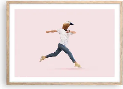 Produktbild von Gerahmtes Poster - Rahmen in heller Eiche - Anthropomorphisierung Mensch Ente - 70x50 cm - Wand Bild - Wanddeko - Wandbilder - Kunstposter - Wandposter - Bilderrahmen - Bilder - P2NAA70x50-4597