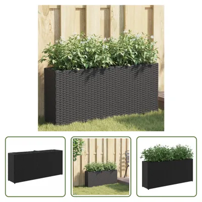 Produktbild von The Living Store Hochbeet mit 2 Fächern Schwarz 90x20x40 cm Poly Rattan