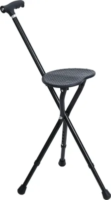 Produktbild von Faltbarer Gehstock mit Licht und Sitz, höhenverstellbarer Gehstock für Senioren, Krückenstuhl aus Aluminiumlegierung mit Magnetstein, robuster Gehstock mit klappbarem Sitz (bis 200 kg)