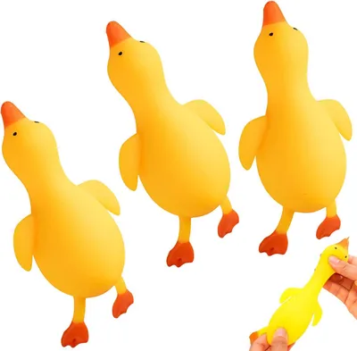 Productafbeelding van Uittrekbaar - Set van 3 - Anti-stress Stuiterende eend - Cadeau - Emoties te verlichten en de concentratie