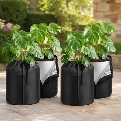 Produktbild von Vigevee 4er Set Pflanzen Wurzelschutz 70×65 cm Schwarz, Frostschutz Winterschutz für Bäume und Kübelpflanzen, Garten und Terrasse, KI-generiertes Bild