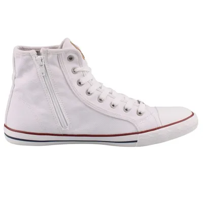 Produktbild von Mustang Herren Sneaker High Top Canvas Weiß, Modell 4058505, atmungsaktiv, Freizeit, Reißverschluss für leichten Einstieg, gepolstert