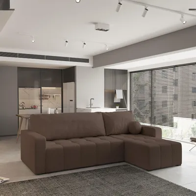 Produktbild von Masseno Ecksofa VOLIRA mit Schlaffunktion L-Form, Sofa mit Bettkasten, Wohnzimmersofa, Couch, Soffa, Bettsofa, Couchgarnitur- Braun, QUELLE 25