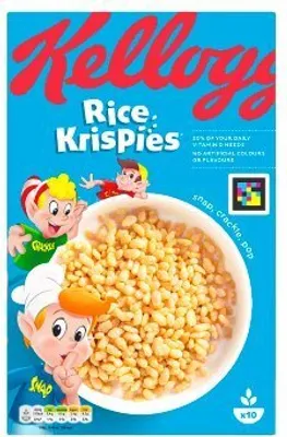 A box of Kellogg's Rice Krispies cereal.