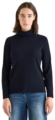Productafbeelding van Cecil langarmshirt met ribstructuur, donkerblauw, maat L