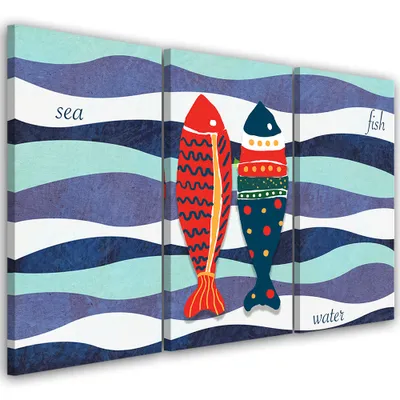 Immagine prodotto di Trittico su tela animali - colorato 120x80 cm Feeby colore quadro da parete pronto da appendere