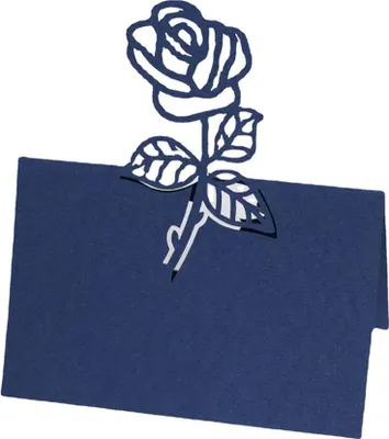 Produktbild von 50pcs Tabelle Name Platzkarten Gunst Nachbildung Rose Schnitt Design Blanko-Karte für Hochzeit Party Sitzplätze Platzkarten(Dunkeblau)