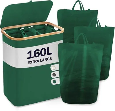 Immagine prodotto di Asciugabiancheria verde da 160 litri con 3 scomparti e 3 sacchetti