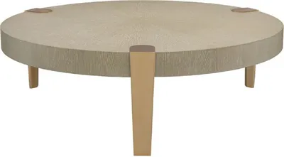 Produktbild von Casa Padrino Luxus Couchtisch Hellbraun / Messingfarben Ø 121 x H. 38,5 cm - Runder Wohnzimmertisch mit Metallbeinen - Wohnzimmermöbel