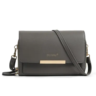 Produktbild von Umhängetasche Damen Handy Umhängetasche - Crossbody Tasche bis zu 6,7 Zoll mit Kartenfächer & Verstellbarer Abnehmbar Schulterriemen (Grau)