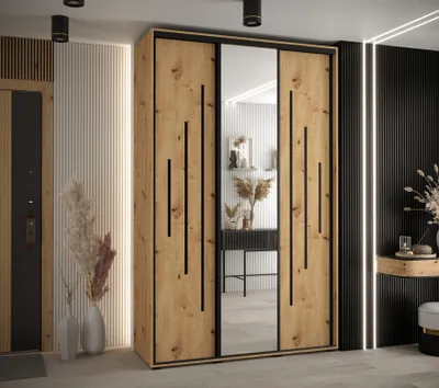 Produktbild von Kleiderschrank ASIRI 13 - 160/45 cm, Artisan-Eiche / Schwarz