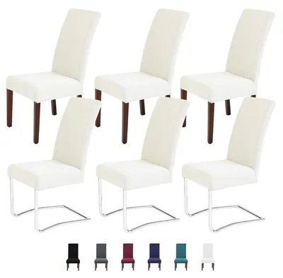 Produktbild von Stuhlhussen, 6er-Set, für Freischwingerstühle, abnehmbare und waschbare Stretch-Stuhlhussen, Stuhlschoner für Esszimmer, Küche, Hotel, Bankett, Hochzeit (beige)