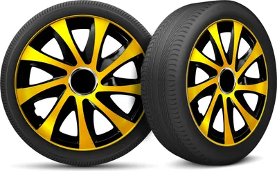 Produktbild von Auto Radkappen Radzierblenden 4er Set passend für alle Stahlfelgen - einstellbarer Sicherungsring - 15 Zoll - Gold Schwarz