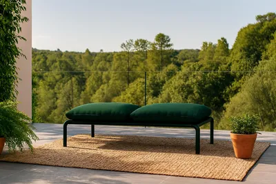 Produktbild von Große Garten Puff Wenecja in Flaschengrün   Kanaria‑Stoff, ideal für die Terrasse