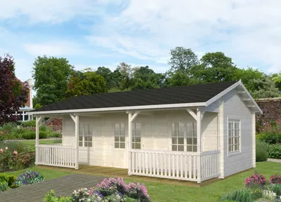 Produktbild von Gartenhaus Palmako Sandra 25,6+11,1 m² inkl. Fußboden 831 x 554 cm natur