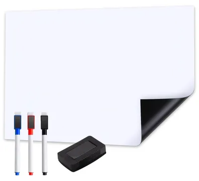 Produktbild von Whiteboardfolie 80 x 40 cm - Selbstklebend - Abwischbar - Kratzfest - Öl- und Wasserabweisend - Inklusive 3 Trockenlöschmarker und Radiergummi - Magnetische Tafel