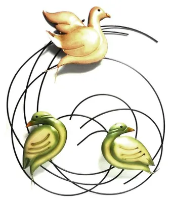 Produktbild von Modernes Wandrelief Schwarz mit 3D-Optik und drei Vögeln, 49 cm Breite
