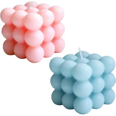 Produktbild von Bubble Kerzen 2er Set Rosa & Blau Sojawachs Duftkerze Handmade
