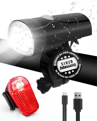 Zdjęcie produktu dla Zestaw oświetlenia rowerowego, wodoszczelny (IPX5), lampa LED do roweru