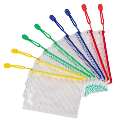 Immagine prodotto di Confezione da 8 sacchetti multiuso in pvc con cerniera - assortimento con cerniera A6 tarifold