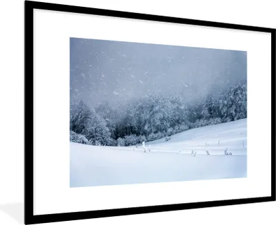 Produktbild von MuchoWow® MuchoWow® Gerahmtes Poster Berg mit Schnee 90x60 cm - Poster mit zchwarzem Bilderrahmen - Wanddekoration - Fotos