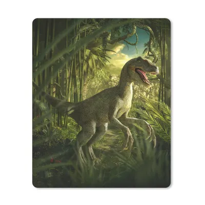 Produktbild von MuchoWow® Mauspad Mousepad Dinosaurier - Pflanzen - Grün - Illustration - Kinder - Jungen 30x40 cm - Mousepads - Maus Mat - Pad - Mausunterlage - Mausmatten