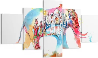 Produktbild von Bild auf Leinwand - Leinwandbild - Elefant Indien ethnisch Kultur - 125x70cm - Wand Bild - Wanddeko - Leinwanddruck - Bilder - Kunstdruck - Wanddekoration - Leinwand bilder - Wandkunst - EA125x70-3037