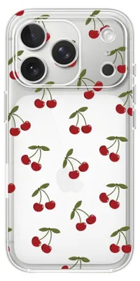 Produktbild von Flexible Hülle für das iPhone 17 Pro Max, Kameraschutz, TPU Silikon transparent, kleine Kirschen