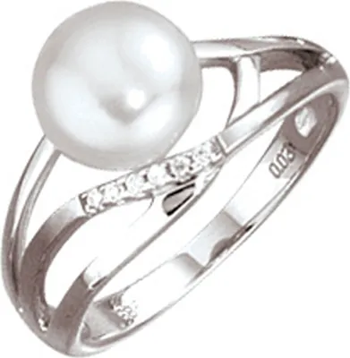 Produktbild von JOBO Damen Ring 585 Gold Weißgold 1 Süßwasser Perle 6 Diamanten Brillanten Goldring Größe 54