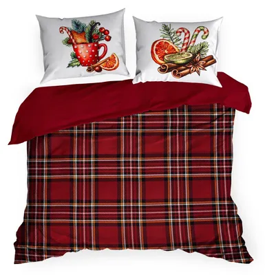 Zdjęcie produktu dla Pościel świąteczna CANELA 220x200 + 2x70x80 czerwona krata
