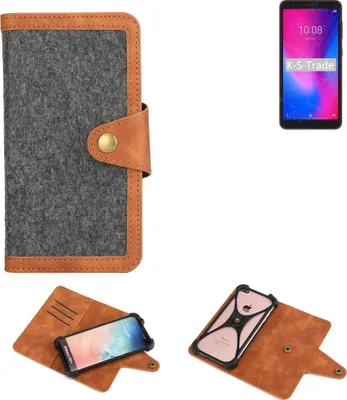 Produktbild von K-S-Trade Schutzhülle Handyhülle kompatibel mit ZTE Blade A3 2020 Filz Hülle Kunst-Leder dunkelgrau braun (1x)