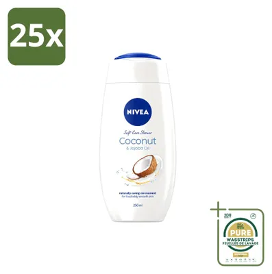 Produktbild von 25 x NIVEA Hautschützende Duschcreme Kokosnuss - 250 ml - Vorratspackung - 25 Stücke