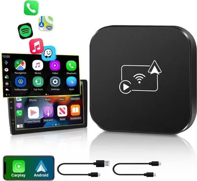Produktbild von Wireless Carplay-Adapter - für Apple Carplay & Android Auto - mit 5GHz Wifi - Plug & Play - Schnelle Übertragung - Mini draagbare Carplay-Adapter - Einfache Bedienung