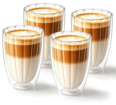 Image de Verres à double paroi pour latte macchiato, capacité de 350 ml, lot de 4, en verre borosilicaté