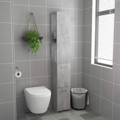 Produktbild von "SALE 2026"Badezimmerschränke - Grau Badschrank Betongrau 25x26,5x170cm Holzwerkstoff Stabli Möbel2819086
