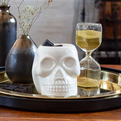 Obrázok produktu pre Vonná lampa Skull Tealight, keramický difuzér arómy
