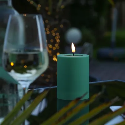Immagine prodotto di Candela LED a colonna MIA - plastica - fiamma realistica 3D - h: 10cm - per esterni - verde