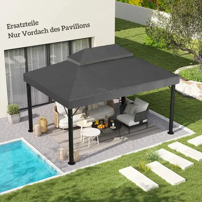 Image de Toit pour pavillon de jardin - Toit de rechange 3 x 4 m - Imperméable - Tissu Oxford 370 g/m² - Gris foncé