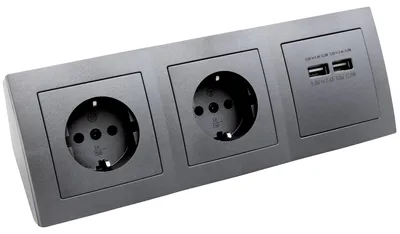 Productafbeelding van Stopcontactdoos met 2-voudige geaarde contactdozen + 2x USB