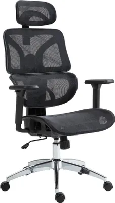 Produktbild von Ergonomischer Bürostuhl – Bürostuhl – Verstellbare Lordosenstütze und Kopfstütze für optimalen Komfort | Farbe: Schwarz