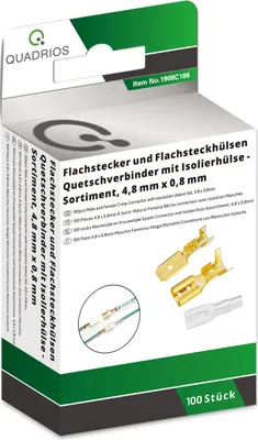 Produktbild von Flachstecker/Flachsteckhülsen Set, 4,8 x 0,8 mm/ 1,5 -2,5 mm², 100 teilig