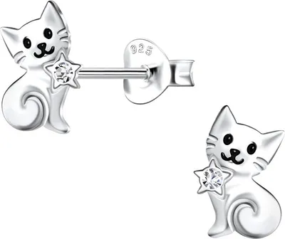 Produktbild von Ohrstecker Katze: Kinderohrringe aus Silber 925