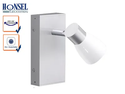 Produktbild von Honsel Wandleuchte mit Schalter Wandspot Lampenschirm Glas glänzend, Leseleuchte