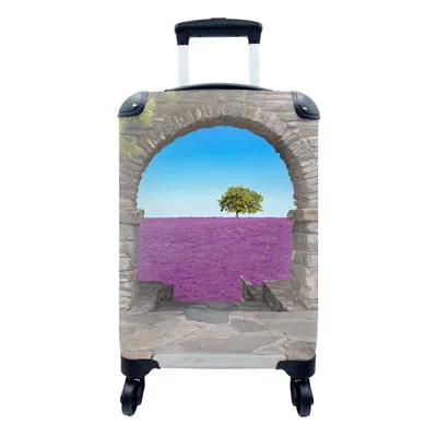 Produktbild von MuchoWow® Koffer Handgepäck Trolley Rollkoffer Kleine Reisekoffer mit 4 Rollen - Blumen - Lavendel - Baum - Ansicht - Cabin Size < 55x40x23 cm & 55x40x20 cm - Fotokoffer - Kabinenkoffer - Boardgepäck - Reise-Box - Reisekoffer - Reisegepäck - Koffer mit Bild - Trolley für Kinder