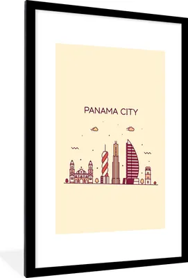 Produktbild von MuchoWow® MuchoWow® Gerahmtes Poster Panama - Skyline - Südamerika 60x90 cm - Poster mit zchwarzem Bilderrahmen - Dekoration - Wandposter Wohnzimmer - Hochwertig