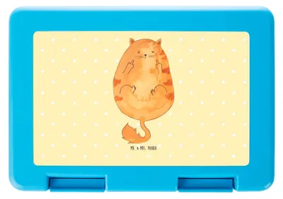 Produktbild von Mr. & Mrs. Panda Bentobox Katze Frühaufsteher - Gelb Pastell - Geschenk, Brotzeitbox, Kaffee, Vesperbox, Katzen, Bento Box, Lunchbox, Mittelfinger, Miau, Snackbox
